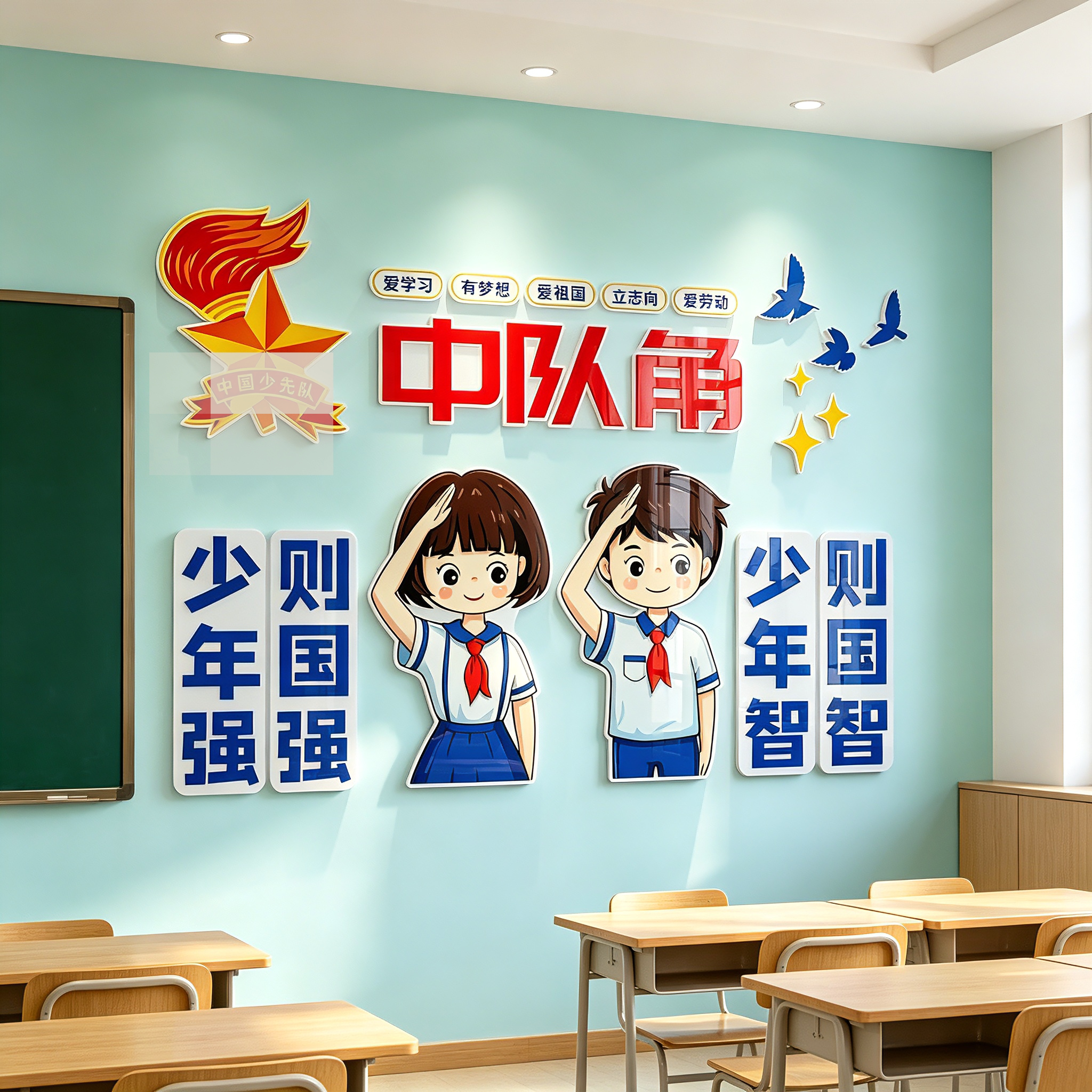少先队中队角励志墙贴3D
