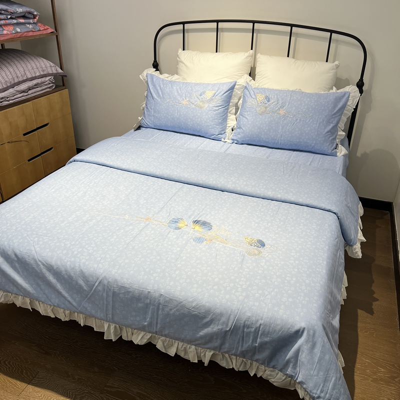 多喜爱全棉绣花四件套荷叶边