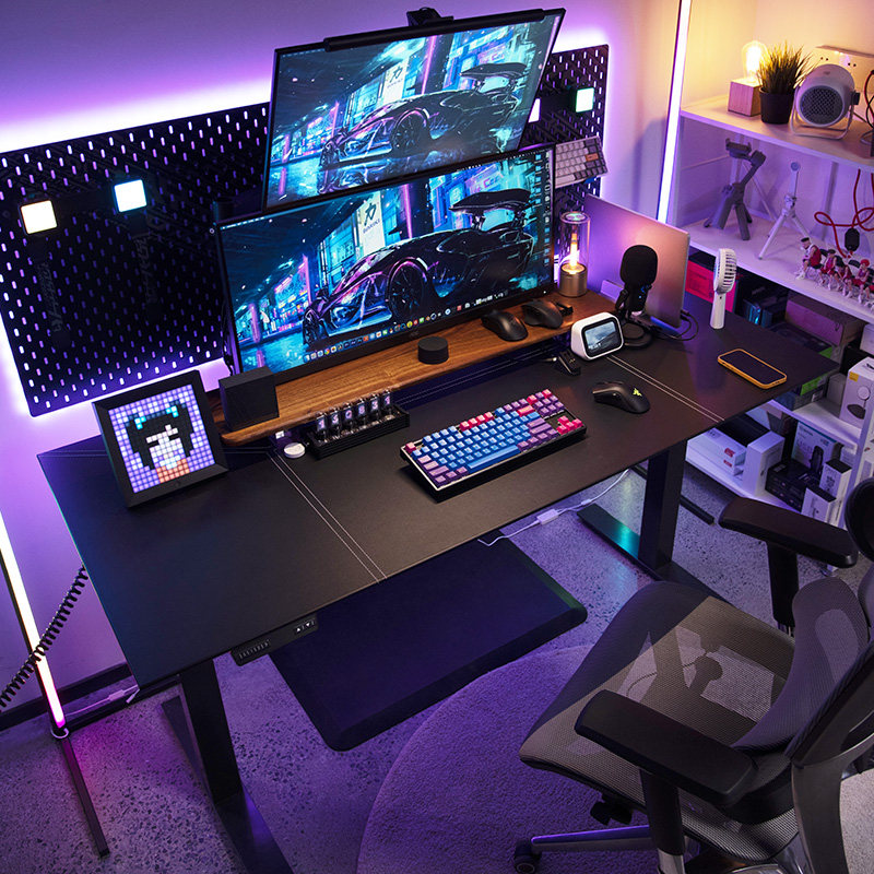 智芯电动升降桌脚电脑台式家用书房办公书桌定制卧室轻奢电竞桌子