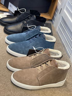 潮流休闲球鞋 时尚 中高帮鹿皮面羊毛内里男鞋 纯原轻便套脚秋冬款