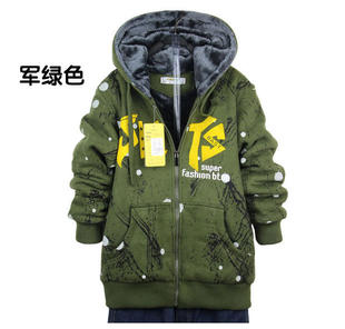 2025童装秋冬 中大童卫衣加厚加绒男童外套青少年装带帽开衫上衣