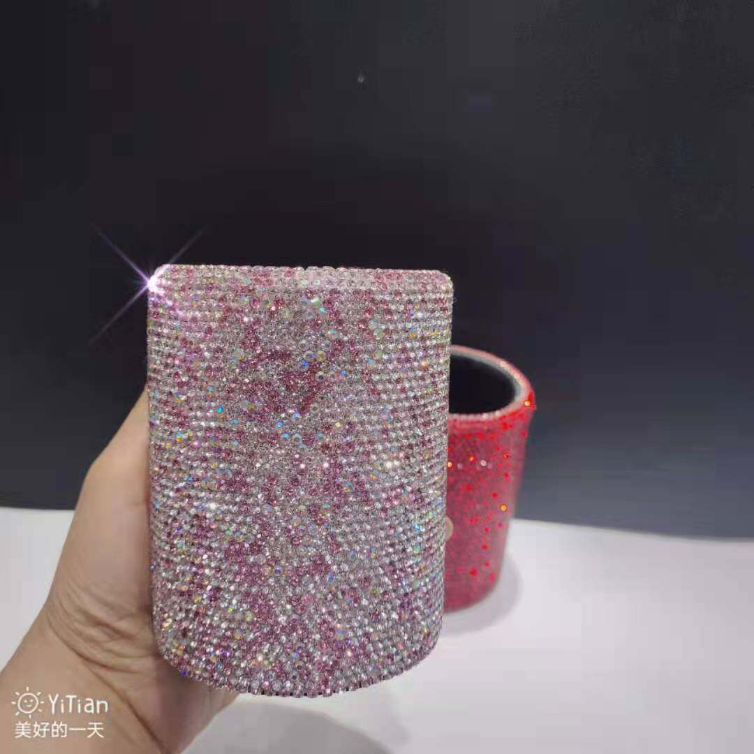 镶钻水晶笔筒可爱桌上圆筒方筒收纳放笔化妆