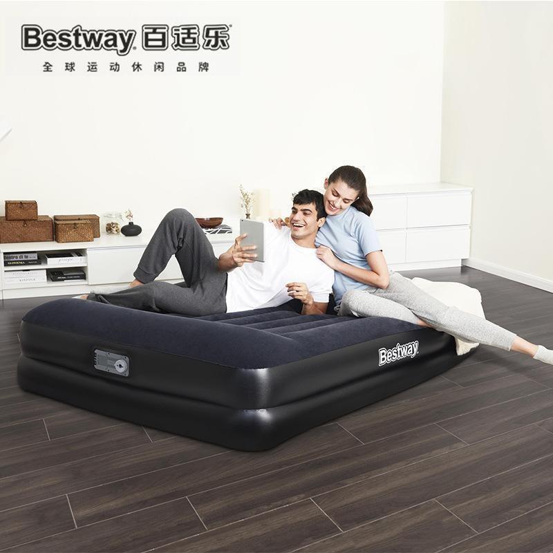 Bestway67403加大户外夹网植绒充气床内置泵气垫床双人双层单人床