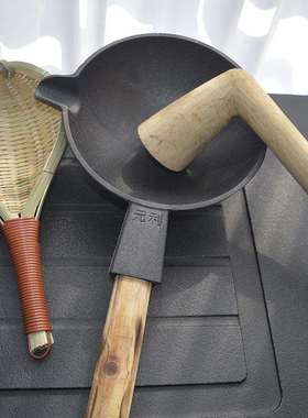 22N灌阳铁茶锅广西桂林恭城打油茶工具套装生铁锅木锤滤网炉灶