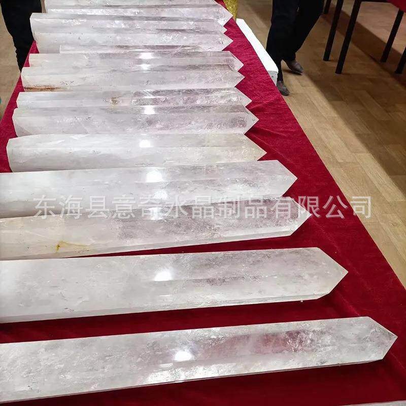 天然白水晶大柱子抛光天然石水晶六面能量柱风水长柱招财风水摆件