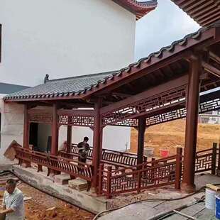 古建长廊小青瓦游廊景观长廊实木廊亭木结构施工中式仿古实木