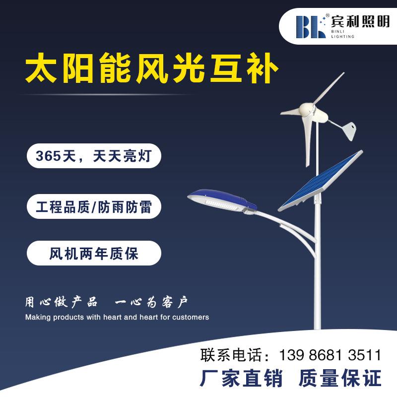 宾利户外太阳能一体化路灯风光互补6/9米led风力发电道路路灯