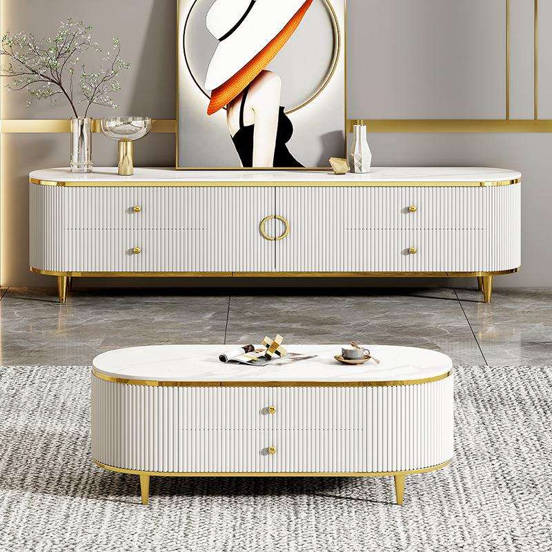 轻奢电视柜茶几奶油风客厅简约组合岩板后现代卧室家具港式小