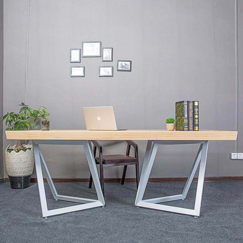 美式办公室家具实木大长条长桌会议桌椅创意铁艺loft工业风办公桌