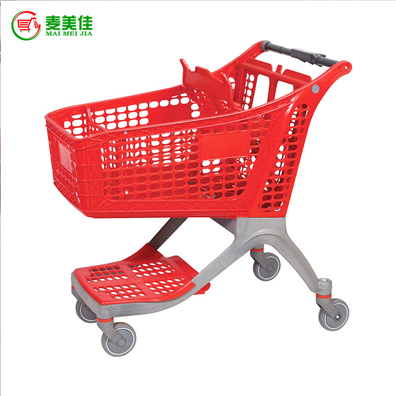 供应100L全塑料手推车 新款塑料手推车 商场塑料购物车 厂家直销