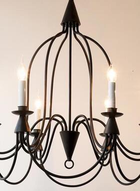 美式复古简约黑色客厅餐厅吊灯法式卧室书房楼梯中古蜡烛民宿灯具