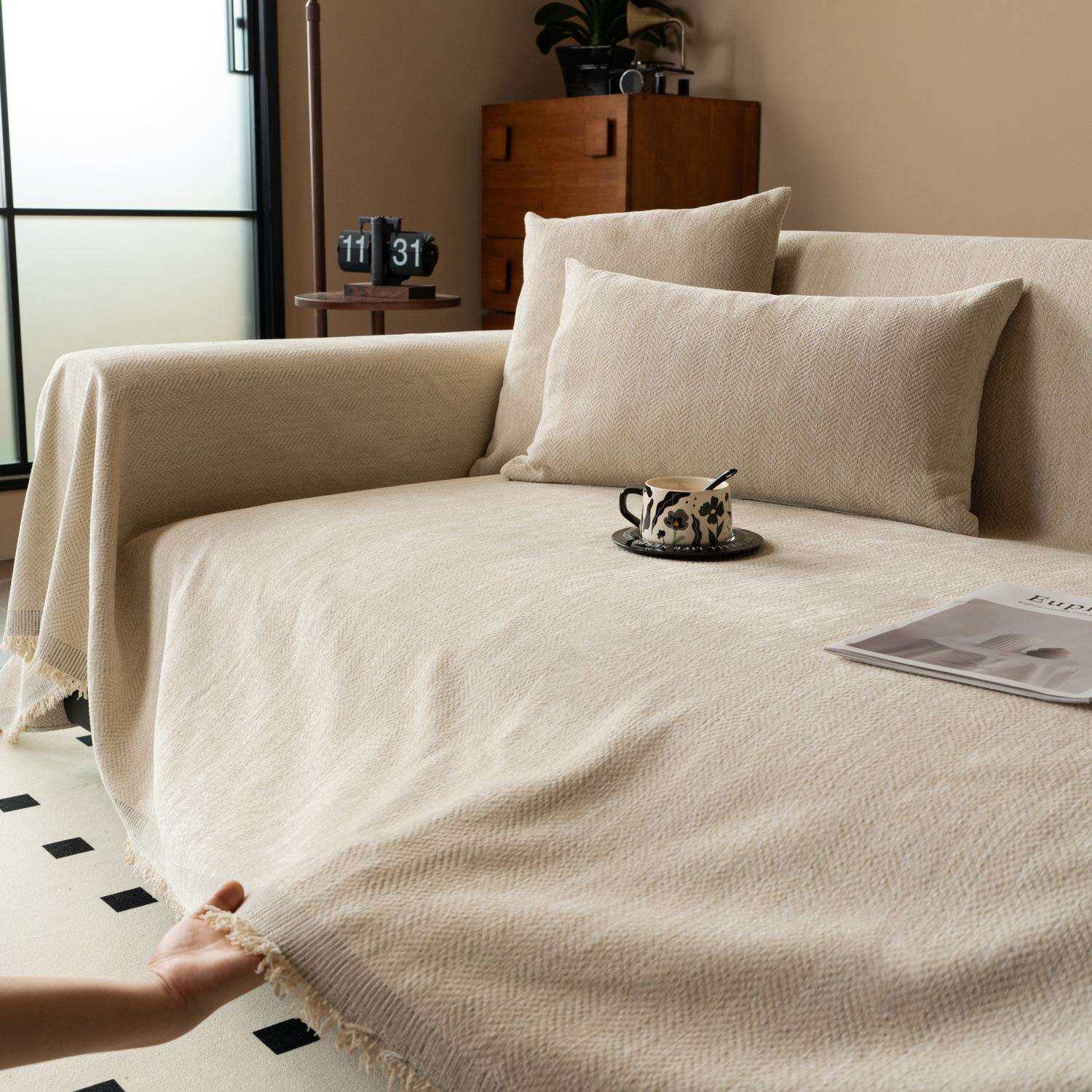 2025新款沙发盖布中古风雪尼尔全盖巾四季通用沙发垫高级感沙发套