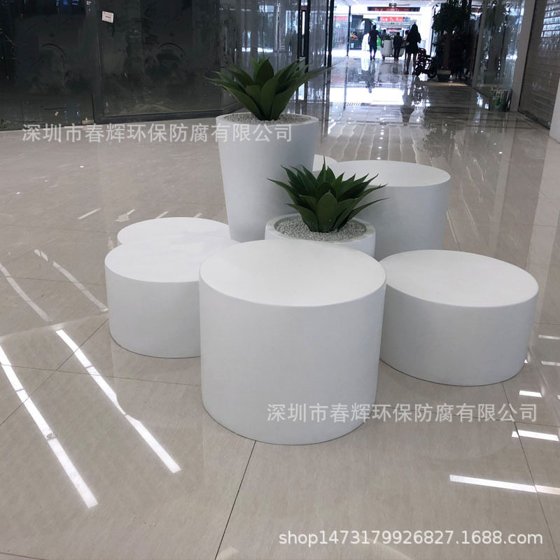 玻璃钢商场休闲椅花盆组合美陈休息凳创意拼接户外广场等候椅座椅