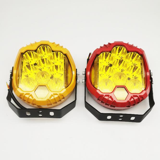 LED汽车工作灯5寸7寸三面发光检修工作灯90w圆形彩壳装照明大灯