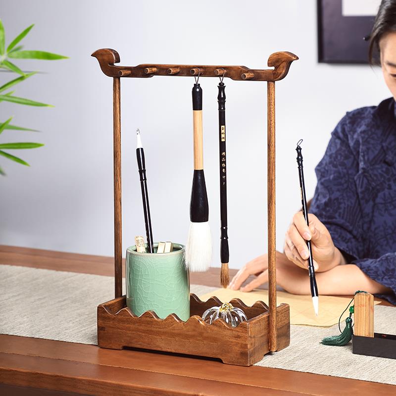 古风实木异丽收纳置物架毛笔文昌笔架书法挂架毛笔架笔挂文房