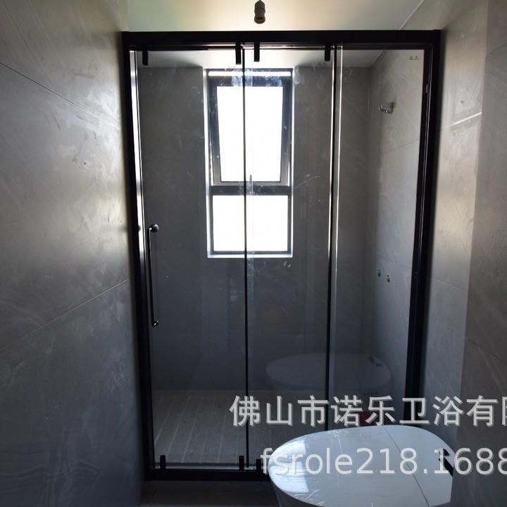 极简不锈钢淋浴房沐浴洗澡间卫生间玻璃隔断一字型形简易移门