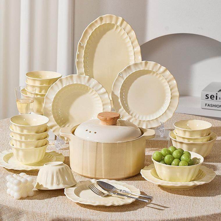 碗碟套装家用2024新款法式奶油风碗筷盘子饭碗感餐具组合乔迁送礼,电子元器件市场,其它元器件,淘宝优惠券,粉丝福利购,淘宝优惠卷