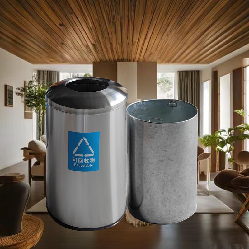 不锈钢160L垃圾桶商超户外无盖侧投加厚不锈钢大容量垃圾箱收纳桶