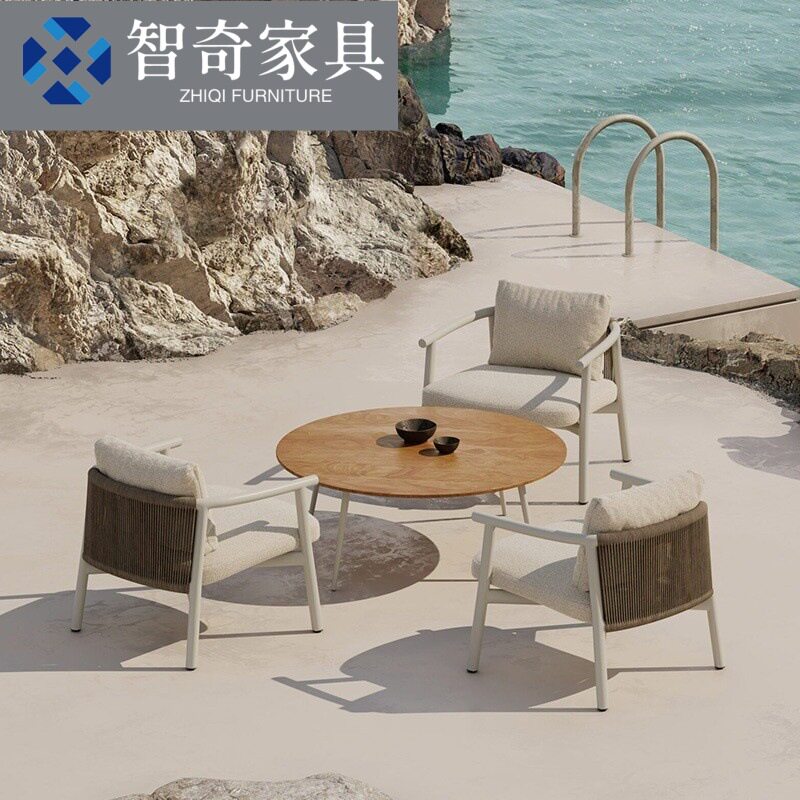 户外庭院沙发椅室外花园阳台组合藤椅酒店民宿海边游轮藤编桌椅
