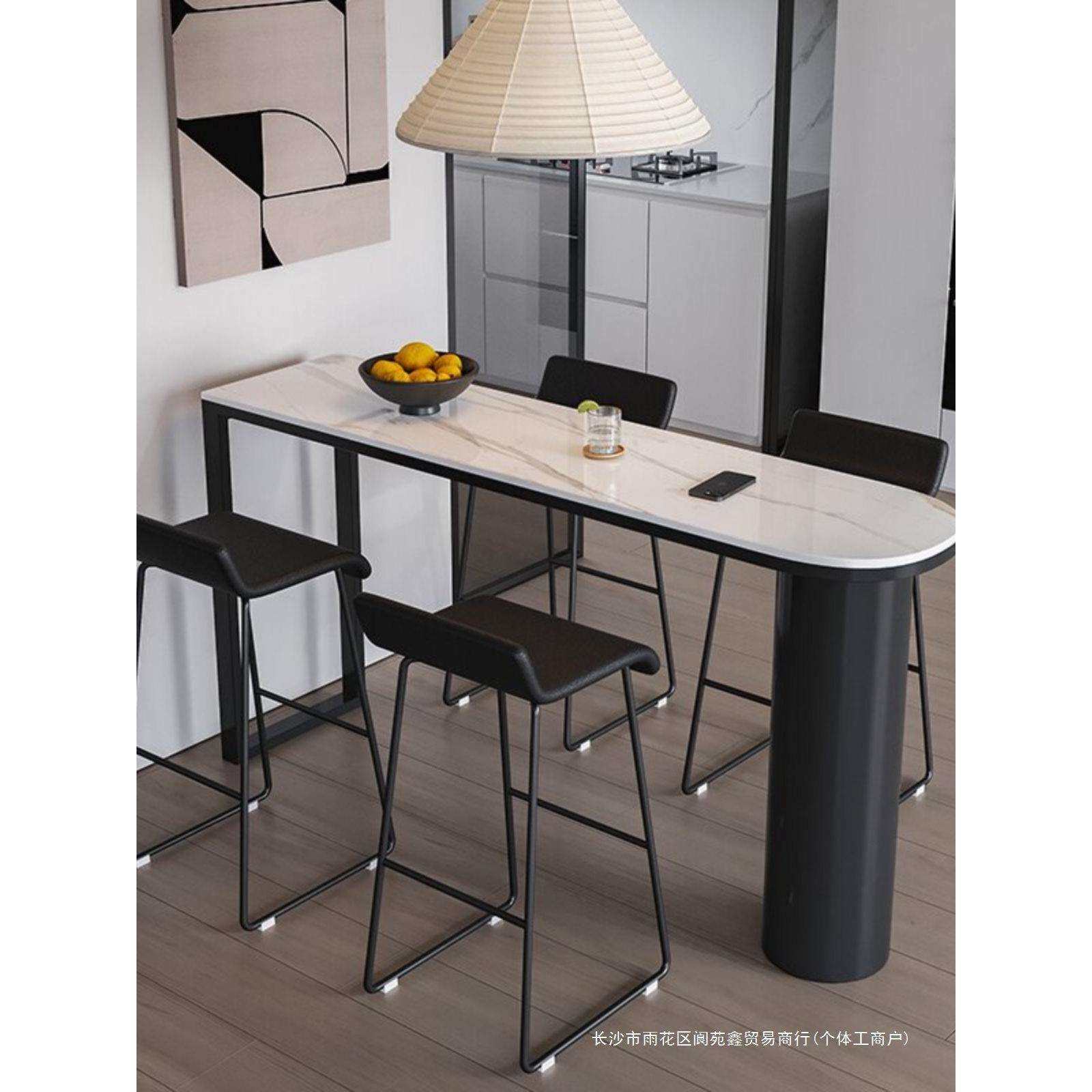 轻奢岩板吧台桌简约家用客厅玄关隔断柜水吧台厨房中岛台餐桌一体