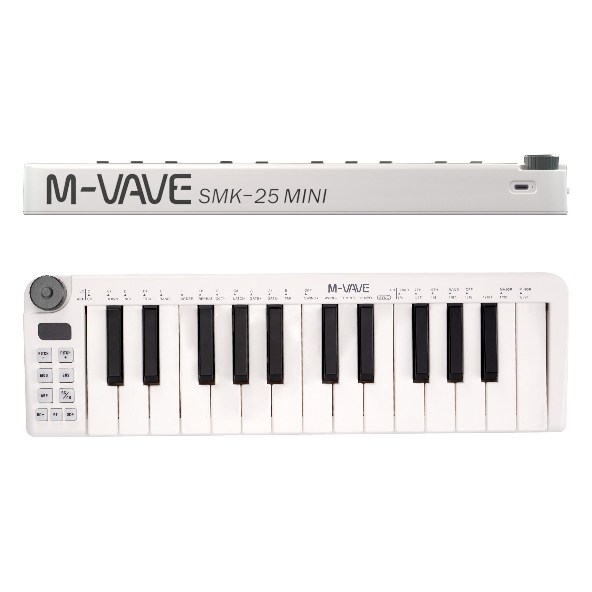MIDI键盘音乐编曲电音便携力度感应琴键无线连接控制器SMK-25MINI