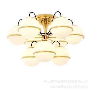 全铜客厅玻璃现代简约多头家用个性 创意魔豆中山灯 餐厅灯个性