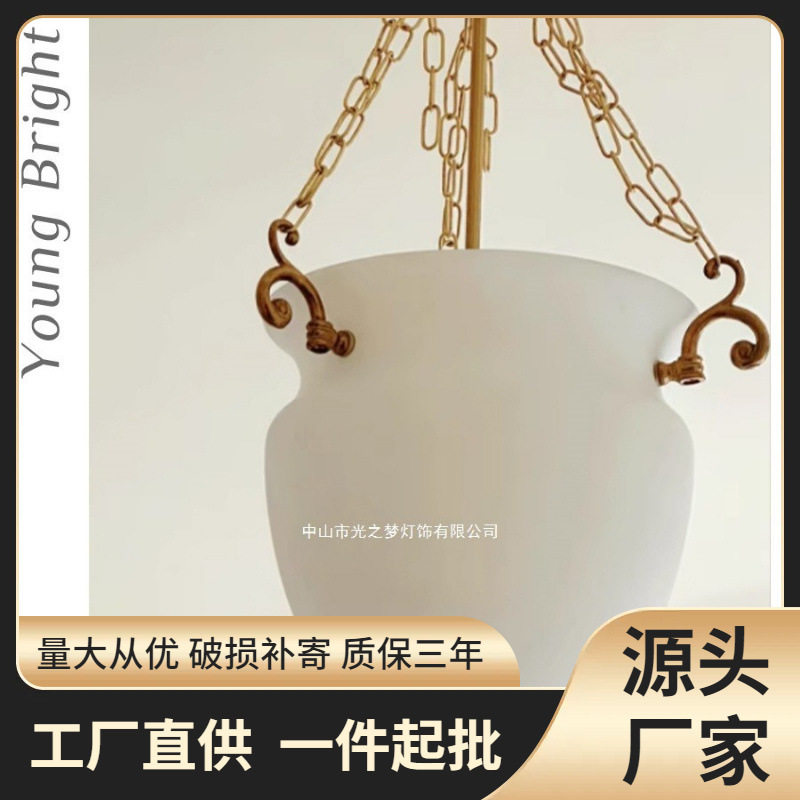 法式复古全铜玻璃吊灯花苞客厅餐厅卧室过道玄关美式中古楼梯吊灯