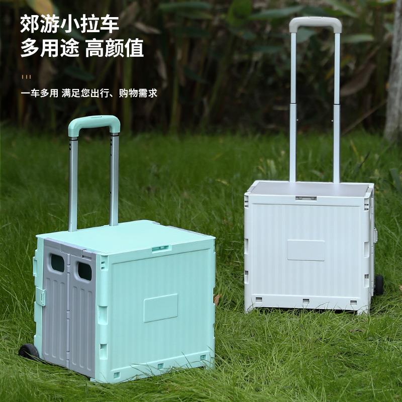 买菜小拉车迷你便携式推车家用手拉二轮超市购物车露营野营折叠箱