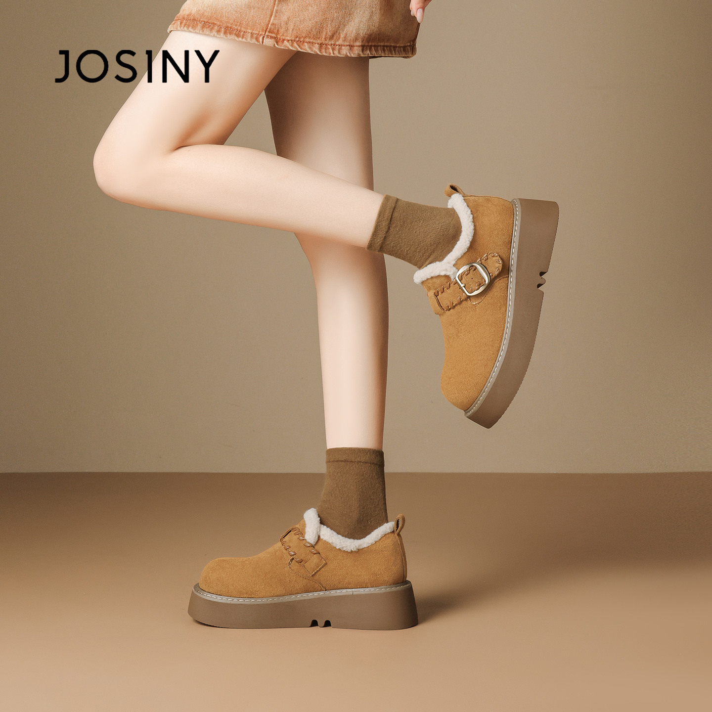 卓诗尼加绒勃肯鞋厚底全包毛毛鞋