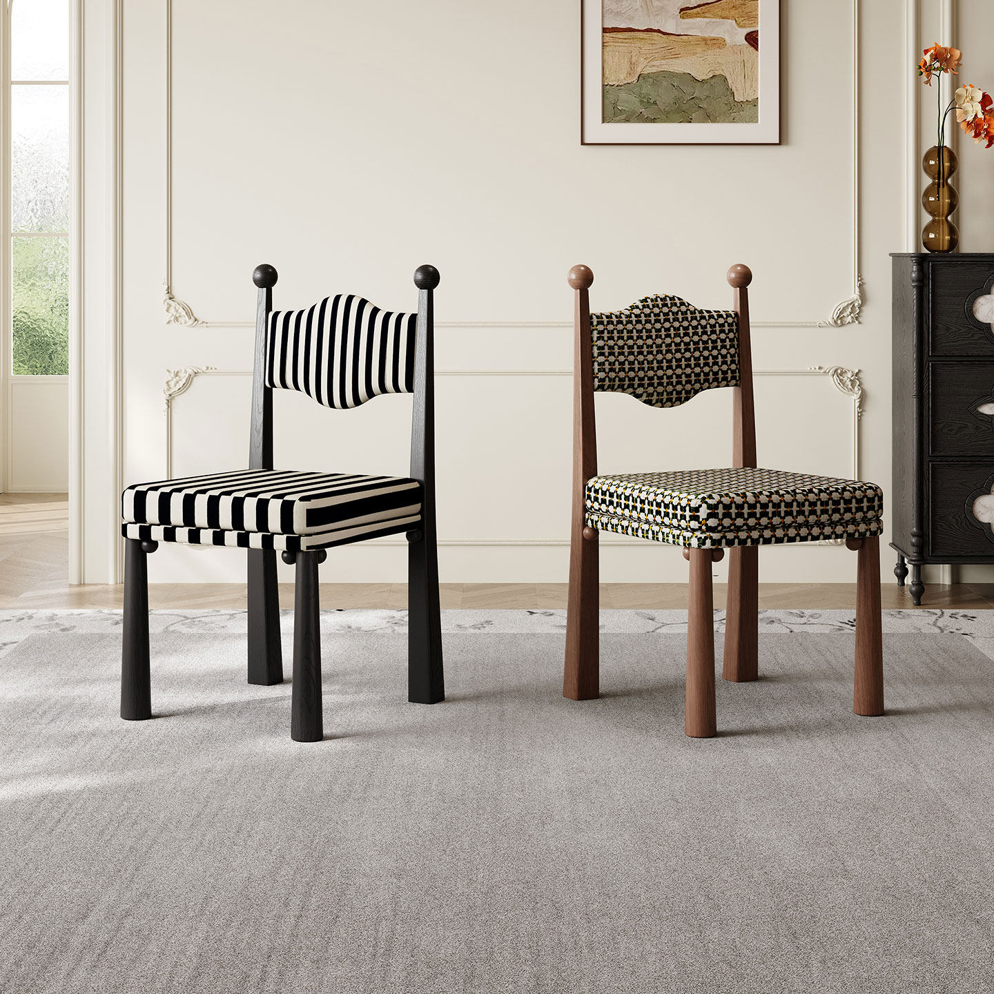 中古实木餐椅家用餐桌椅靠背椅子餐厅法式椅子侘寂风复古餐桌椅子,住宅家具,餐椅,淘宝优惠券,粉丝福利购,淘宝优惠卷