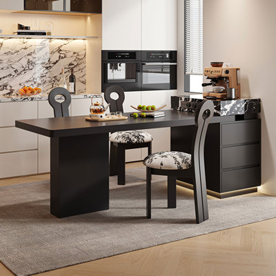 岩板岛台餐桌一体家用伸缩意式极简小户型开放厨房轻奢靠墙中导台