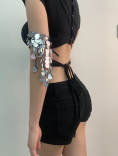 街舞潮牌舞蹈面纱肚皮舞亮片臂链爵士舞穿搭配饰cosplay道具配件