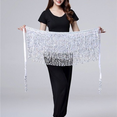 新款肚皮舞亮片腰链臀巾流苏腰封腰带舞蹈演出表演练习腰巾腰搭