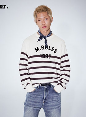 MLMR冬季新款设计感针织衫中性风复古撞色条纹毛衣休闲上衣男女