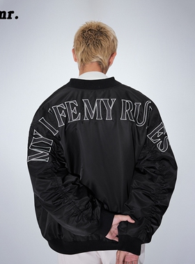 MLMR秋冬季新款街头风棒球领字母刺绣潮流帅穿搭棉服棉衣男女