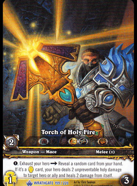 魔兽卡牌11版-WRATHGATE 199 英文EA蓝卡 Torch of Holy Fire