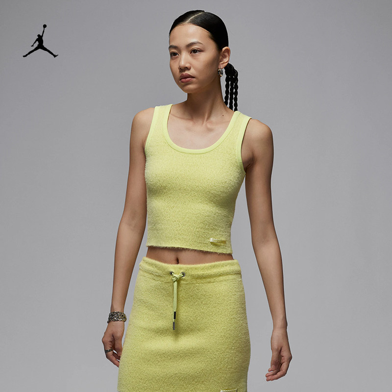 耐克/NIKE JORDAN女子运动休闲修身毛绒针织背心HQ9172-010-335