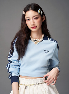 阿迪达斯三叶草女子运动休闲华夫格翻领长袖POLO衫JM8012 JM8011