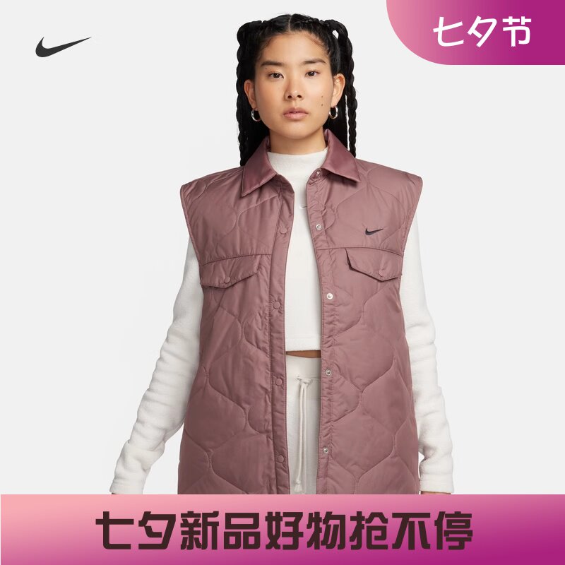 耐克女子防风保暖薄棉马甲背心