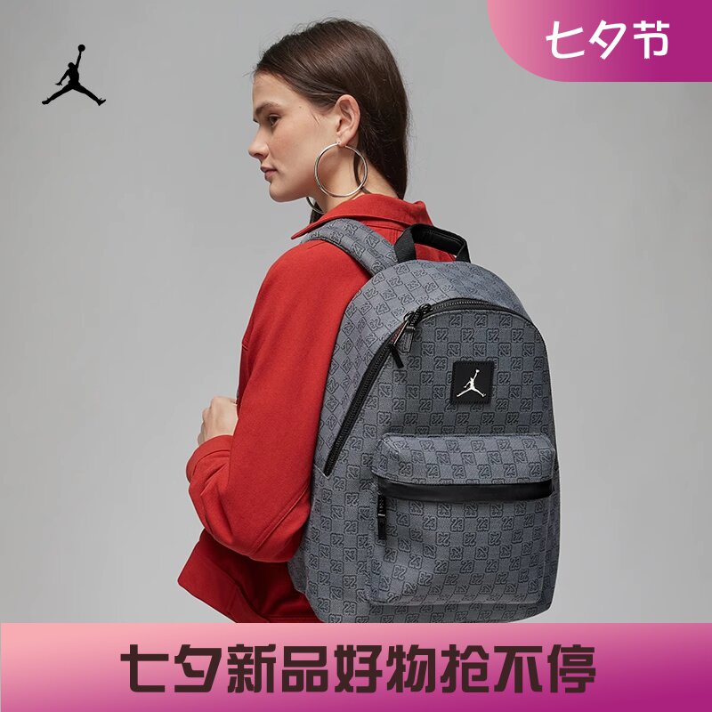 耐克老花大号棋格包通勤双肩背包