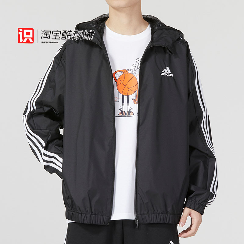 Adidas男子运动训练防风夹克外套