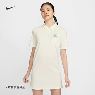 耐克/NIKE女子运动休闲纯棉印花翻领短袖连衣裙HJ3949-041-133