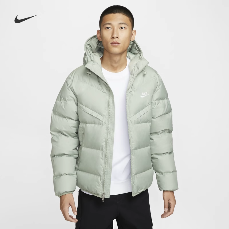 耐克男子防风保暖连帽羽绒服外套