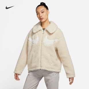 耐克/NIKE女子运动休闲保暖羊羔绒对勾翻领夹克外套DD5621-206