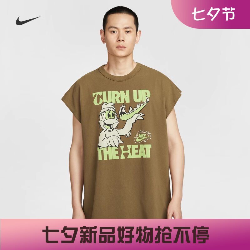 耐克男子宽松卡通印花纯棉背心