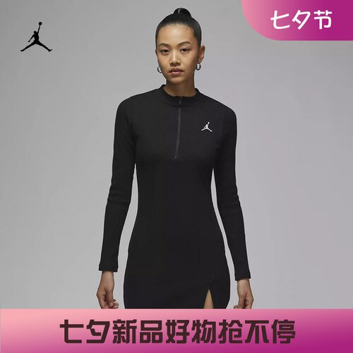 耐克休闲性感开衩罗纹连衣裙