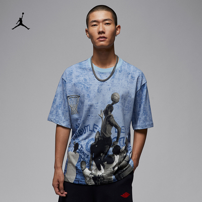 耐克/NIKE JORDAN男子运动宽松休闲印花短袖T恤HJ2363-133-427