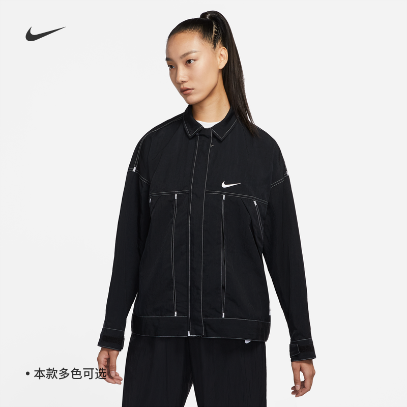 耐克女子运动休闲工装翻领外套