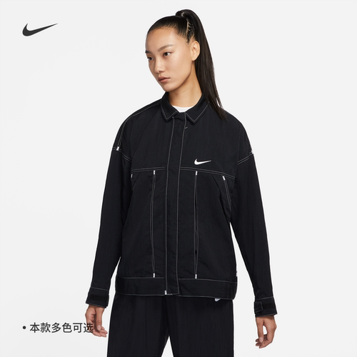 耐克女子运动休闲工装翻领外套