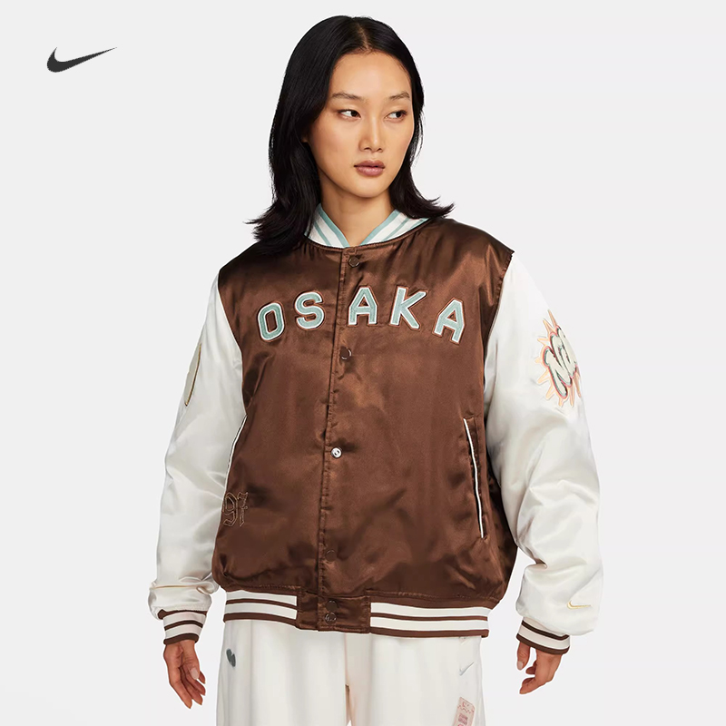 耐克女子宽松休闲复古学院风棉服